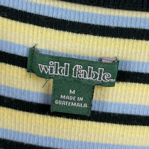 Wild Fable Medium 90's Stripe Ribbed Striped Lettuce Hem Mini Dress Retro - Picture 3 of 5